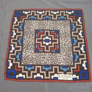 ❤️LANVIN PARIS Soie Silk Made in France Leopard Print and Op Art Scarf